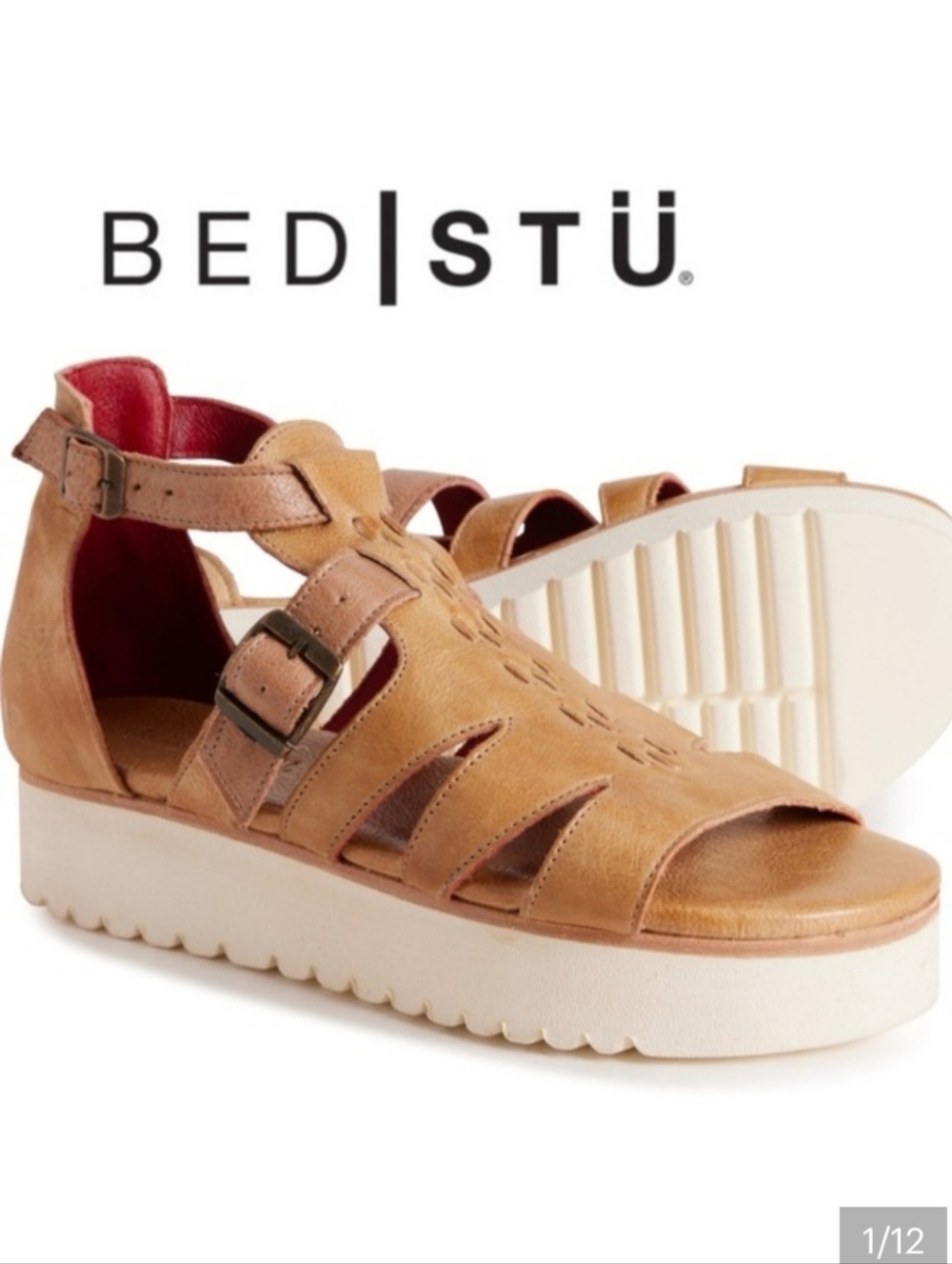 Bed|Stu Ada Leather Platform Sandals Size 8